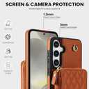 Asuwish Phone Case for Samsung Galaxy S25 5G Wallet Cell Cover with Tempered Glass Screen Protector Wrist Crossbody Strap RFID Blocking Credit Card Holder S 25 25S 25 25S SM-S931U Women Girls Brown