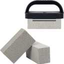 Blackstone Griddle Cleaning Brick Block Heavy Duty Grill Cleaning Stone Bricks Non Scratch Flat Top Seasoning Stone Griddle Scrubber Cleaner Remove Greases Stains Residue -3 Pack with Handle