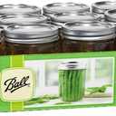 Ball Wide Mouth Pint 16-Ounce Glass Mason Jar with Lids and Bands, 12-Count