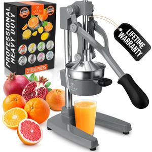 Zulay Kitchen Cast Iron Juicer - Heavy Duty Manual Juicer with Detachable Strainers for Easy Cleaning, Orange Juice Press for Citrus Fruits, Perfect for Bartenders, Juice Lovers & Health Enthusiasts
