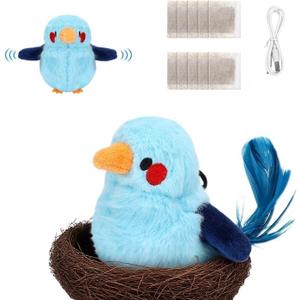 Cat Toys Flapping Birds with Catnip Bags, Rechargeable Chirping Interactive Cat Toy Kicker, Lifelike Birdie Tweets, Indoor Enrichment Moving Wings Cat Exercise Toys for All Breeds Kitten Dog(Bluebird)