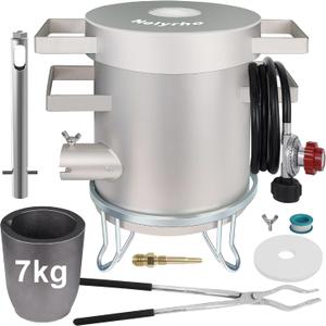 Nelyrho Propane Smelting Furnace Kit 7kg Crucible, Support Stand, Tongs Included Stainless Steel Foundry Melting Furnace for at-Home Metal Melting of Aluminum, Gold, Silver, and Copper Scrap