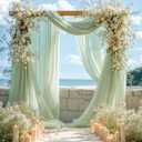 Wedding Arch Draping Fabric 2 Panels 19FT Sage Green Arch Drapes Sheer Backdrop Curtain for Wedding Ceremony Party Ceiling Decorations