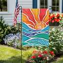 CROWNED BEAUTY Summer Sunshine Garden Flag Double Sided 12x18 Inches Small Burlap Seasonal Welcome Yard Decoration for Outside Porch CF1793-12