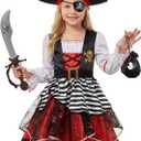Frekuyrt Girl Pirate Costume Buccaneer Princess Costume Halloween Party Dress Up (5-7 Years)