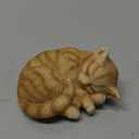 Mini Resin Cat Statue, Simulated Feline Figurine, Sleeping Kitten Sculpture for Home Decor (Orange)