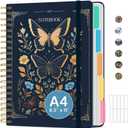 Large Spiral Notebook with Dividers & Tabs, 8.5" x 11" Hardcover 5 Subject Notebook for Work, 280 Pages, College Ruled, Cute Journal for Women, Perfect for Study & Office Note Taking, Golden Butterfly