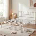 VECELO Full Metal Platform Bed Frame with Headboard, Heavy Duty Steel Slat Support, Under Bed Storage,No Box Spring Needed, Easy Assembly