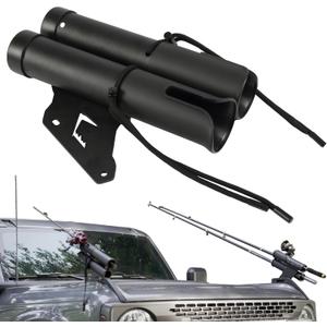 Off-Road Fishing Rod Holder, Double Rod Kit with 2 Holders fit for 2021+ Ford Bronco 2/4 Door Passenger Side Powder Coated Aluminum
