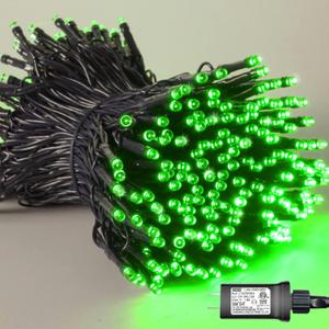 YEGUO 66ft 200 LED Green Halloween Lights Outdoor Waterproof, Green Wire String Lights Indoor, 8 Modes Twinkle Tree Lights Plug in with Timer Memory