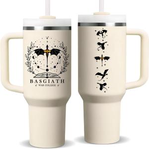 Fufendio Fourth Wing Merch, 40oz Tumbler Mug with Handle & Straw, Funny Inspired Fantasy Book Lovers Gifts for Women, 4th Wing Bookworm Bookish Dragon Merchandise