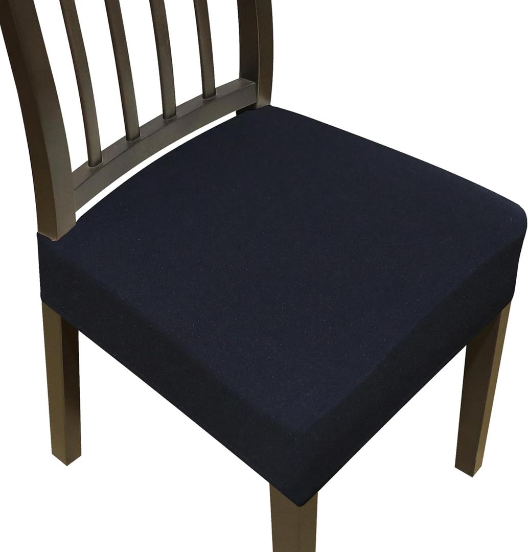 Stretch Seat Covers for Dining Room Chairs Set of 6,Dining Chair Covers, Kitchen Chair Covers,Removable Washble Dining Room Chair Seat Cover,Chair Slipcovers Protector (Black)