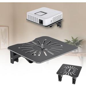 Mini Projector Shelf for Wall/Modem Shelf/Router Shelf/Router Mount/Cable Box Mount, Projector Wall Mount Shelf Aluminum Alloy Max Load Reach up 44lb - Black