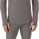 Cuddl Duds Mens Heavyweight Cold Weather Fleece Lined Thermal Set – Long Sleeve Shirt & Leggings – Lounge Sets for Men (Gray) XXL
