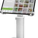 AboveTEK Anti-Theft iPad Kiosk Stand, 360 Rotation & Adj. Height 8.3"13.4", Heavy-Duty Steel & Aluminum, Fits 9.7"-13" Tablets, Security Retail POS Tablet Stand for Business & Commercial Use (Silver)