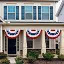 2 x Pleated Bunting American Flag Embroidered Stars for July 4th Independence Day