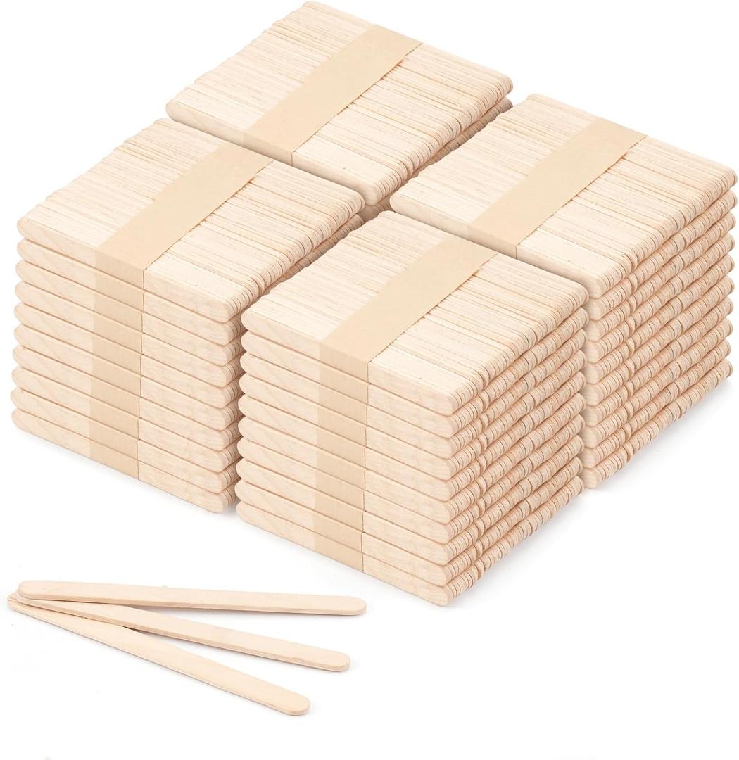 2000 Pcs 4.5" Wooden Craft Sticks, Ice Cream Sticks,Natural Wood Popsicle Stick for Waxing, DIY Wood Crafts, Hair Removal and Waxing Supplies, Paint Stirrer, Art Projects and Ice Pop Sticks