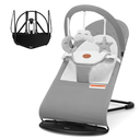 HKAI Baby Bouncer, Portable Baby Bouncer Seat for Babies 0-18 Months, 100% Cotton Fabrics, 3 Modes of use with Rocker and Stationary Options, Infant Rocker Chair with Hanging Toys- Grey