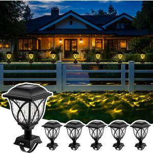 Solar Fence Lights Outdoor Waterproof, Led Solar Lights Outdoor for Chain Link Fence, Trampoline, Step, Stairs, Yard and Pathway, Warm White 6 Pack