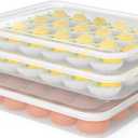 77L Deviled Egg Containers with Lid, (Set of 3), Plastic Egg Holder for Refrigerator for 72 Eggs, Clear Storage Deviled Egg Carrier Tray, Fridge Stackable Countertop Portable Egg Platter