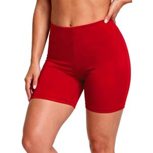 JOYBIK Women's Boyshorts High Waisted Swim Board Shorts Red M (Red, M)