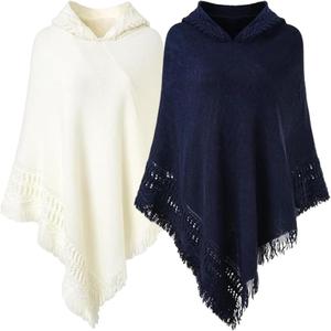 Liitrsh 2 Pcs Shawl Poncho Sweaters for Women Knitted Hooded Cape with Fringed Hem Crochet Poncho Pullover Sweaters (One Size, Beige, Navy Blue) Liitrsh 2 Pcs Shawl Poncho Sweaters for Women Knitted Hooded Cape with Fringed Hem Crochet Poncho Pullover Sweaters (One Size, Beige, Navy Blue)