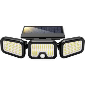 Solar Flood Lights Outdoor, 256 LED Motion Sensor Lights | 2500LM, 3 Adjustable Heads Security Lights, IP65 Waterproof, 270° Wide Lighting Angle Solar Powered Lights for Porch, Yard