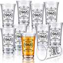 Sliner 48 Pack Birthday Shot Glasses Bulk, 1.4oz Plastic Vintage Birthday Party Favors for Guests, Mini Cheers 40/50/60 to Years Black Shot Glass, Birthday Decoration Gift(Vintage 1965)