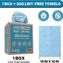 Lauco Prep Wipe Lint-Free Towels Heavy Duty Nonwoven Cleaning Cloths for Automotive, Industrial & Household Use, Disposable Shop Rags, 300 Pack, 9 x 17 Inch Blue