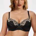 Wingslove Women's Sexy Lace Bra Mesh Underwired Full Coverage Shelf Bra Unlined (Black)