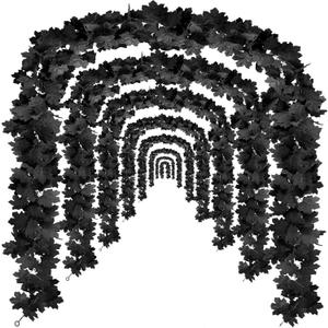 Black Leaf Garland, 8PCS Halloween Artificial Hanging Fall Leave Maple Vines, Fall Floral Garlands Thanksgiving Decor for Home Wedding Party (47.2FT)