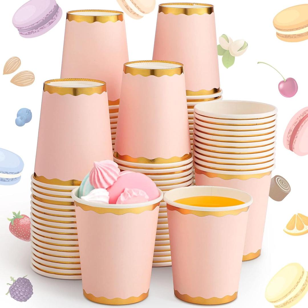 100 Count 9 oz Light Pink Cups Disposable Coffee Cup Pink Party Paper Tableware for Wedding Holiday Picnic Birthday Party Bridal Favor Coffee Beverage Tea 100 Count 9 oz Light Pink Cups Disposable Coffee Cup Pink Party Paper Tableware for Wedding Holiday Picnic Birthday Party Bridal Favor Coffee Beverage Tea