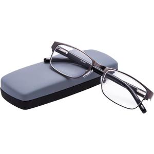EYEGUARD Readers Metal Deluxe Rectangular Reading Glasses for Men 4.00 (Grey)