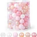 Ball Pit Balls Play Balls - 100 Pieces Baby Soft Plastic Balls BPA&Phthalate Free Non-Toxic Crush Proof Play Balls for 1 2 3Years Old Toddlers Baby Kids Birthday Pool Tent Party (Pearl 6 Colors)