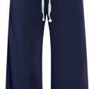 SOFIA'S CHOICE Women's Low Waisted Drawstring Sweatpants Color Block Long Pants with Pockets Blue-GD3 X-Large (Blue, XL)