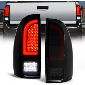 Full LED Tail Lights for Toyota Tacoma 2005-2015, 2nd Gen Tacoma Rear Light Assembly, Running Lights, Turn Signals, Brake Lights, Reverse Lights, Driver & Passenger Side - Smoked