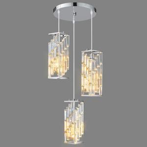 Chrome Pendant Lighting Modern Pendant Light, Mini Crystal Chandeliers,Adjustable Pendant Light Fixture for Kitchen Island Dinning Room Bedroom (3 Light)