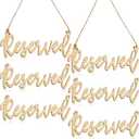 Hanging Wooden Reserved Sign Rustic Unfinished Wedding Reserved Seating Sign with Jute Hanging Rope Laser Cut for Important Events Church Pews Chair and Restaurant
