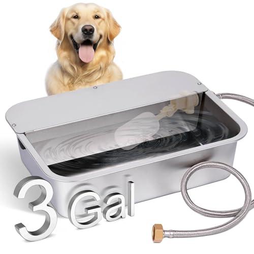 ZHEQOGZH 3 Gallon Automatic Dog Water Dispenser for Large Dogs Stainless Steel Bowl, Large Self Filling Auto Water Bowl Outdoor for Cats Livestock Chicken