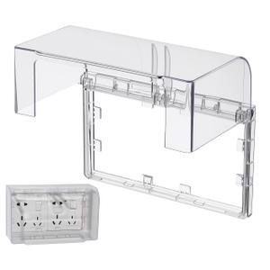 Cabilock Weatherproof Outlet Cover, Flip Double Position Socket Box, 86-Type Thickened Self Adhesive Switch Plug Splash Box for Bathroom Kitchen, Outdoor Receptacle Protector, 7.94X4.76X2.95inch (20.20X12.10X7.50CM, Transparent)