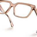 VISOONE Rectangle TR90 Blue Light Blocking Glasses Computer Eyewear with Preppy Look for Women and Men Cougar (Clear Mocha Mousse)