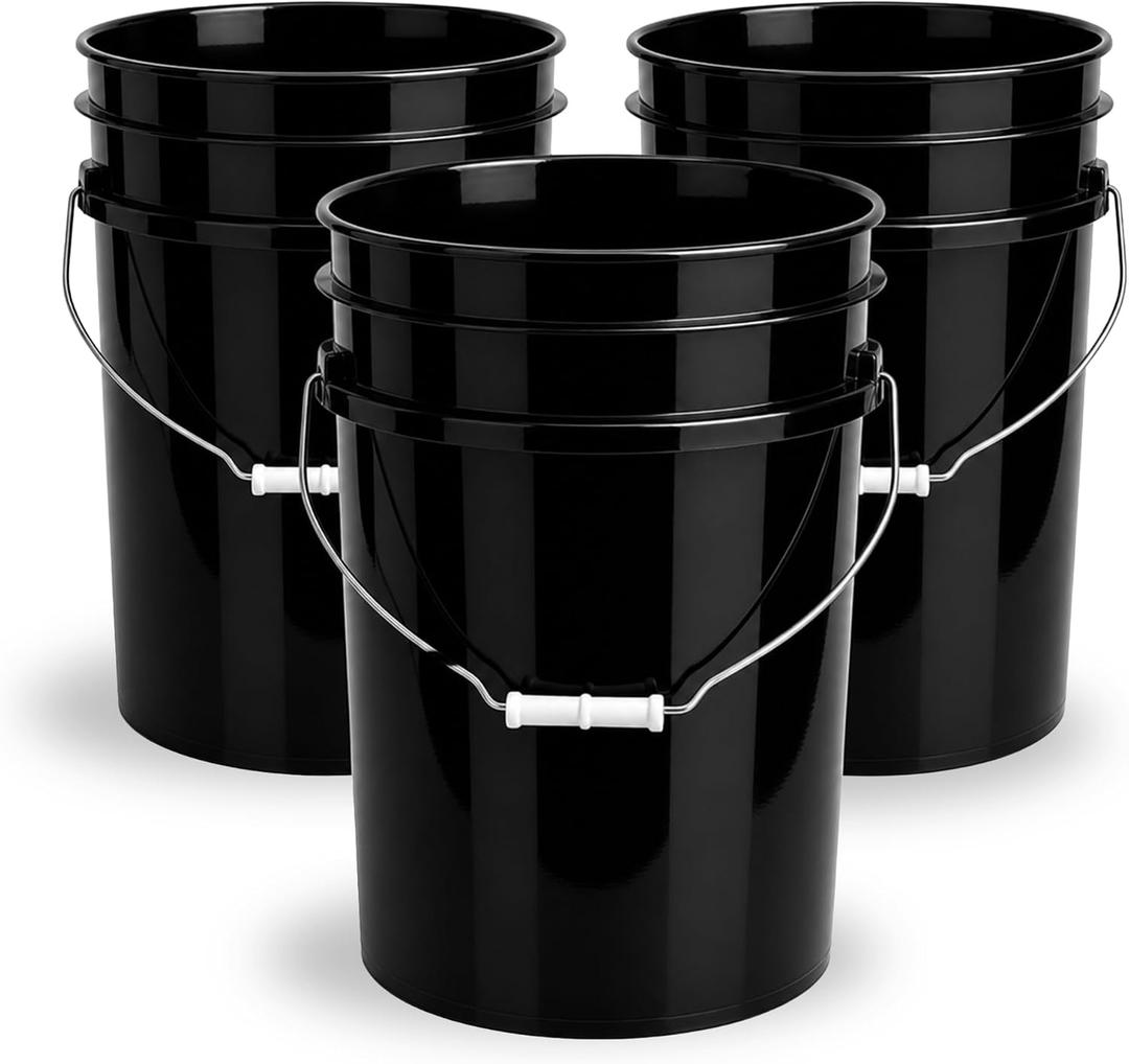 5 Gallon Bucket - Food Grade Bucket Lid Not Included, Black