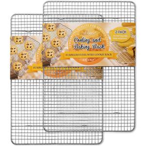 Hiware 2-Pack Cooling Racks for Baking, Stainless Steel Wire Rack Baking Rack Oven Rack Cookie Rack, Oven Safe, Rust-Resistant Rack for Cooking, Baking, Roasting and Grilling - Fit Half Sheet Pan (12" X 16")