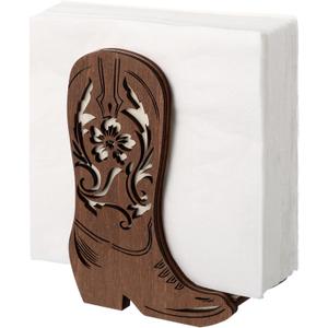 CroBlissful 1 Pcs Western Cowboy Boot Napkin Holder for Table Kitchen Farmhouse Napkin Dispenser Rustic Paper Holder Standing Brown for Western Party Decoration (Vintage)