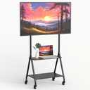 Mobile TV Cart with 2-Tier Shelf for 32-80 inch TVs up to 110 lbs, Rolling TV Stand with Silent Wheel, Portable Outdoor Tv Stand for Business, Office, School, Home, Black
