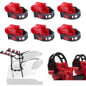 6Pcs/Set Bike Rack Hitch Mount Bicycle Car Bike Rack Strap Replacement Cradles Cargo Carrier Spare Hooks with Rubber Straps Car Racks Accessories 1-1/4"&2" Truck Hitch Red&Black