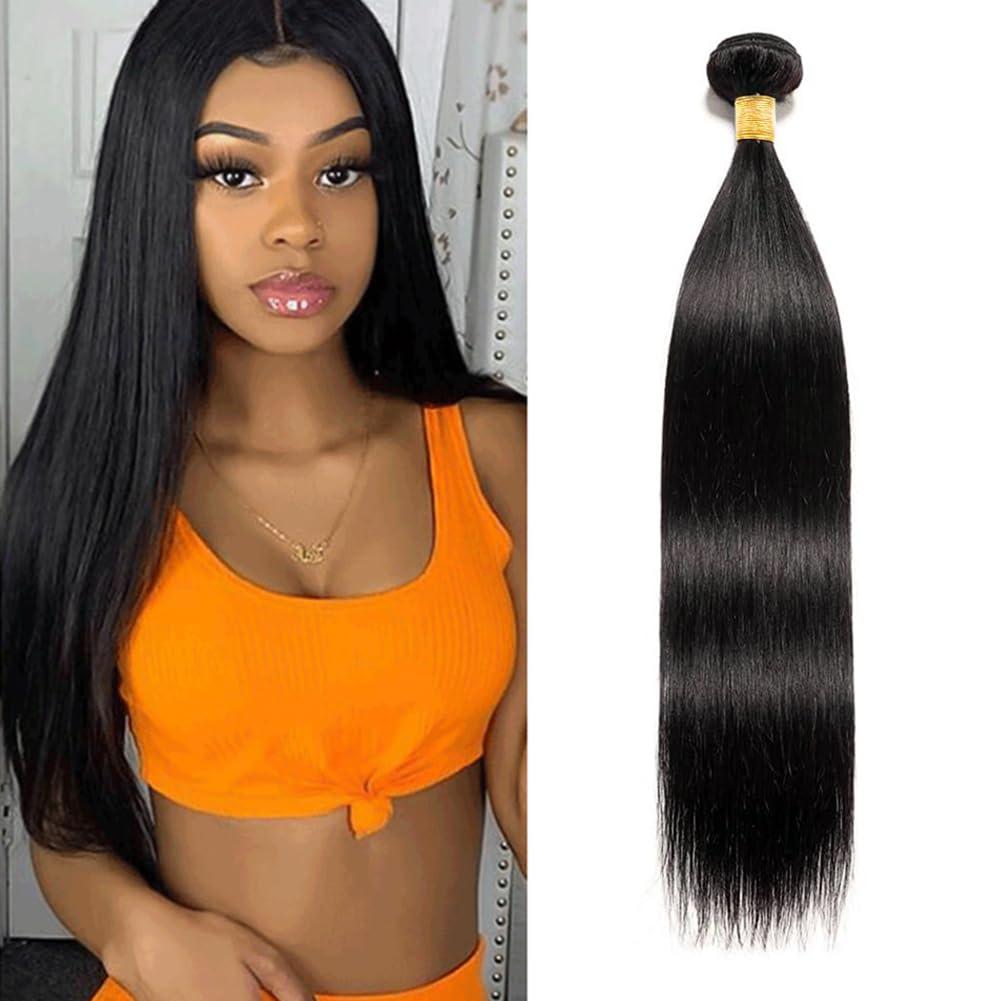 Straight Human Hair Bundles 24 Inch Straight Single Bundle #1B Natural Black Human Hair Unprocessed Native Virgin Hair 100g Total Double Weft Weave Crochet Human Hair Extensions for Women