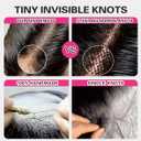 NIKISS SKINLIKE Real HD Lace Closure, 2x6 HD Lace Closure Straight Human Hair Pre-Plucked Bleached Knots 0.095mm Ultra-thin Invisible Swiss Lace 14 Inch