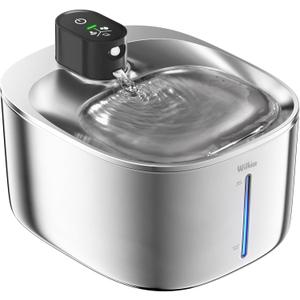 Cat Water Fountain Stainless Steel, 138fl.oz / 4.1L Wireless Cat Fountain, Pet Water Dispenser Cordless for Cats & Dogs Indoor