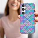 for Samsung Galaxy S24 Plus Case for Girl Women, Glitter Mother of Pearl Shiny Sparkle Bling Slim Soft TPU Phone Cover for Galaxy S24+,Graceful Fun Pink Blue Mermaid Tail